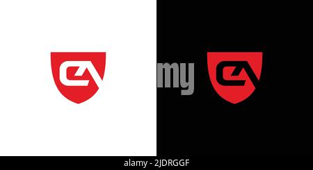 Modernes und elegantes CA Letter Initial Shield Logo Design 2 Stock Vektor