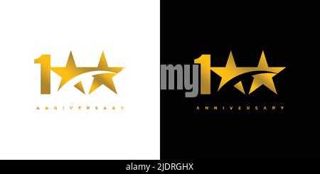 Modernes und elegantes 100-Sterne-Logo-Design Stock Vektor