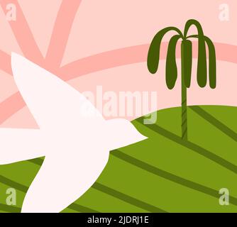 Handgezeichnete abstrakte Grafik Cliparts Illustration Vektor Hintergrund Poster Druck der Komposition mit abstrakten Garten Natur Formen, tropische Landschaft Stock Vektor