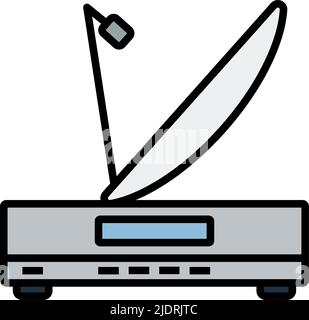 Satellitenempfänger Mit Antennensymbol. Editierbare Fett Formatigte Kontur Mit Farbfüllungsdesign. Vektorgrafik. Stock Vektor