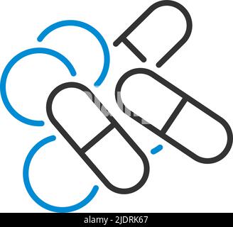 Symbol „Pille Und Tabs“. Editierbare Fett Formatigte Kontur Mit Farbfüllungsdesign. Vektorgrafik. Stock Vektor