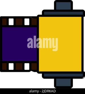 Symbol Für Fotopatronenrolle. Editierbare Fett Formatigte Kontur Mit Farbfüllungsdesign. Vektorgrafik. Stock Vektor