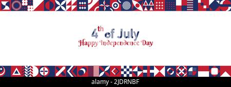 Happy 4. of July Abstract Independence Day Hintergrund Freedom Day Annual American Holiday celebration Poster. Banner-Vektor für horizontale Webseiten-Header Stock Vektor