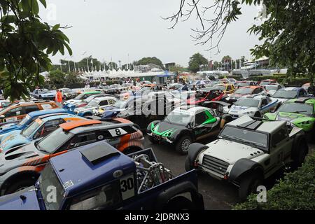 Goodwood, West Sussex, Großbritannien 23.. Juni 2022. Die Rallye- und Geländewagencharge treffen sich beim Goodwood Festival of Speed – ‘The Innovators – Masterminds of Motorsports’, in Goodwood, West Sussex, Großbritannien. © Malcolm Greig/Alamy Live News Stockfoto