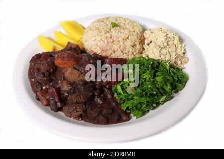 Typisches Gericht von Brasilien, Reis und Bohnen. Stockfoto