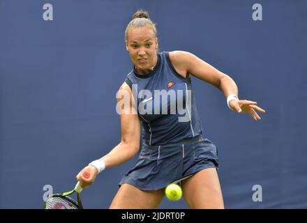 Freya Christie (GB) spielt im Qualifying beim Rothsay International, Devonshire Park, Eastbourne, 18.. Juni 2022 Stockfoto