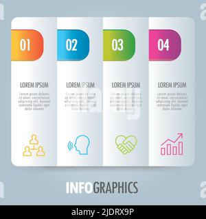 Farbenfrohe Moderne Digitale Infografik Vorlage Vier Optionen Prozess-Marketing-Symbole Business-Layout Stock Vektor