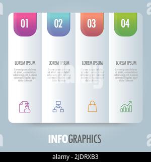 Bunte Moderne Vorlage Digitale Infografiken Illustration Mit Vier Optionen Nummerierte Prozess-Marketing-Symbole Business-Präsentation Layout Für Banner Stock Vektor