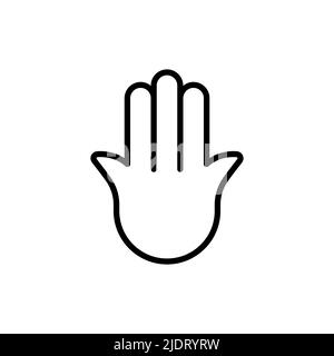 Hamsa minimalistische Ikone. Schwarzer Umriss. Konzept von bösem Augenschutz und Unglück. Vektorgrafik, flaches Design Stock Vektor
