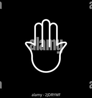 Hamsa minimalistische Ikone. Weißer Umriss. Konzept von bösem Augenschutz und Unglück. Vektorgrafik, flaches Design Stock Vektor