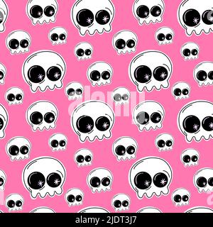 Vektor Nahtloses Muster für Halloween. Netter Hintergrund mit rosa Schädeln. Stock Vektor