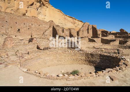 USA, New Mexico, Chaco Canyon, Pueblo Bonito im Chaco Culture National Historical Park Stockfoto