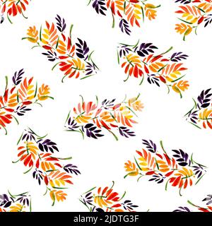 Nahtloses handbemaltes Aquarell abstraktes Paradies Blumenmuster Stockfoto