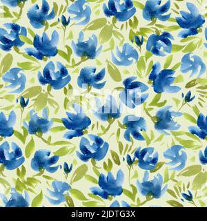 Nahtloses handgemaltes Aquarell abstraktes Wildblumen-Muster Stockfoto