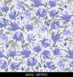 Nahtloses handgemaltes Aquarell abstraktes Wildblumen-Muster Stockfoto