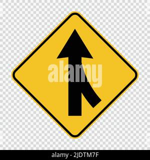 Spuren, die rechts Zeichen auf transparentem Hintergrund zusammenführen, Vektordarstellung Stock Vektor