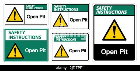 Sicherheitshinweise Schild „Pit öffnen“ auf weißem Hintergrund isolieren, Vektorgrafik EPS.10 Stock Vektor