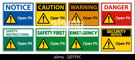 Pit Sign Isolate auf weißem Hintergrund öffnen, Vektorgrafik EPS.10 Stock Vektor