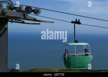 Llandudno Cable Cars, Great Orme, Nordwales. Stockfoto