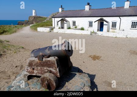 Pilots Cottages, Llanddwyn Island, Newborough, Anglesey, Stockfoto