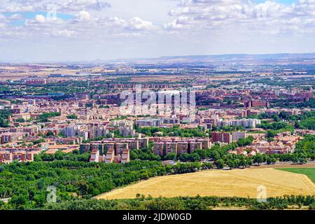 Luftaufnahme der Stadt Alcala de Henares, ein Weltkulturerbe. Stockfoto