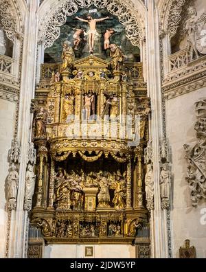 Spanien, Burgos. Kathedrale von Santa Maria, ein Weltkulturerbe. Altarbild in der Capilla de los Condestables. Stockfoto