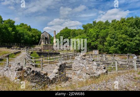 Meadow Shaft Lead Mine Pumping Engine House, Minera Lead Mines Country Park, Minera, Wrexham, Wales Stockfoto