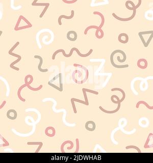 Trendige geometrische Elemente im Nahtlosmuster. Struktur im Retro-Stil, geometrische Elemente in Pastellfarben. Modernes abstraktes Design Poster, Cover Stock Vektor
