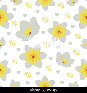 Jasminblüten, nahtloses Muster mit weißem Hintergrund Stock Vektor