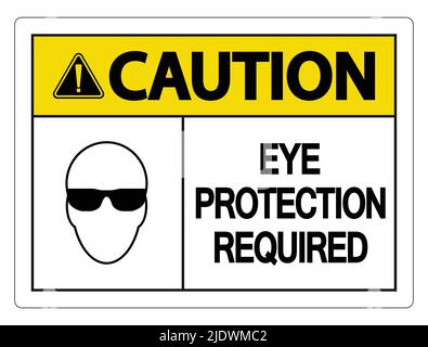 Achtung Augenschutz erforderlich Wandschild auf weißem Hintergrund, Vektorgrafik Stock Vektor