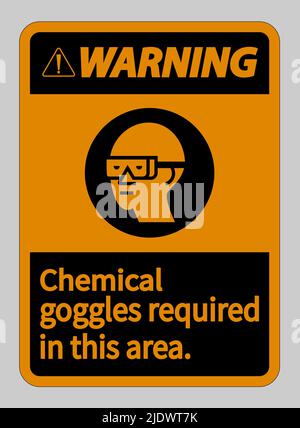 Warnschild Chemikalienbrille In Diesem Bereich Erforderlich Stock Vektor