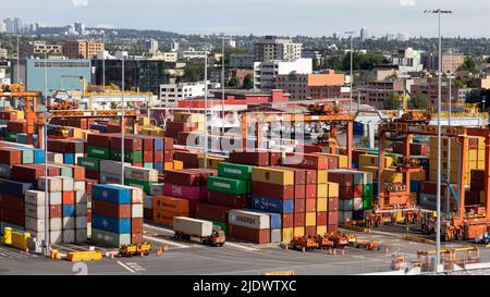 Containerhafen, Vancouver, Britisch-Kolumbien, Kanada, Nordamerika Stockfoto