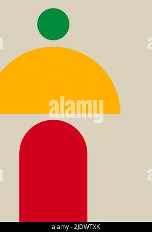 Moderne geometrische Kompositionen und Formen. Abstrakter moderner Hintergrund. Hintergründe mit geometrischen Formen. Wanddekoration im Boho-Stil. Minimalismus. Stock Vektor