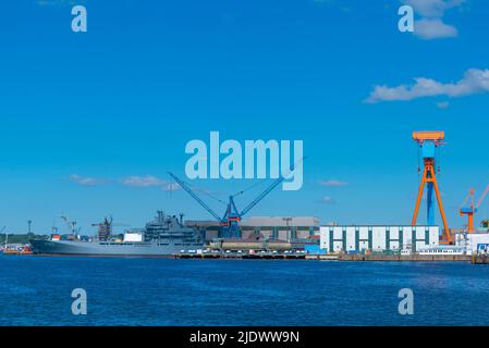 Schiffsbauindustrie, Chief Naval Port Kiel, Kieler Förde, Ostsee, Schleswig-Holstein, Norddeutschland Stockfoto