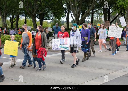 Olimpia, Washington, USA, 11. Juni 2022, Marsch für unser Leben zur Waffenkontrolle, in der Hauptstadt des Bundesstaates Washington Stockfoto