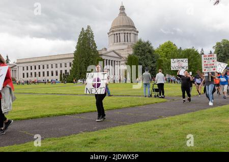 Olimpia, Washington, USA, 11. Juni 2022, Marsch für unser Leben zur Waffenkontrolle, in der Hauptstadt des Bundesstaates Washington Stockfoto