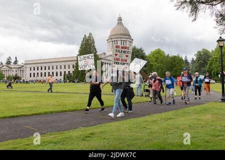 Olimpia, Washington, USA, 11. Juni 2022, Marsch für unser Leben zur Waffenkontrolle, in der Hauptstadt des Bundesstaates Washington Stockfoto