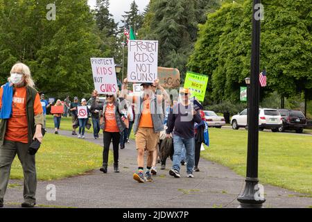 Olimpia, Washington, USA, 11. Juni 2022, Marsch für unser Leben zur Waffenkontrolle, in der Hauptstadt des Bundesstaates Washington Stockfoto