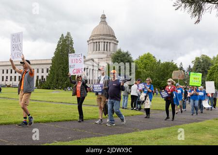 Olimpia, Washington, USA, 11. Juni 2022, Marsch für unser Leben zur Waffenkontrolle, in der Hauptstadt des Bundesstaates Washington Stockfoto