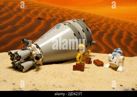 Verspätungen und Umleitungen von LEGO-Flügen Stockfoto