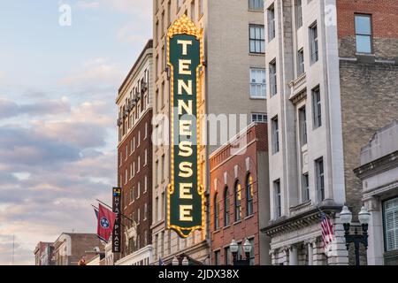 Knoxville, TN - 9. Oktober 2019: Das historische Tennessee Theater in der Innenstadt von Knoxville, Tennessee wurde im Oktober 1928 erbaut Stockfoto