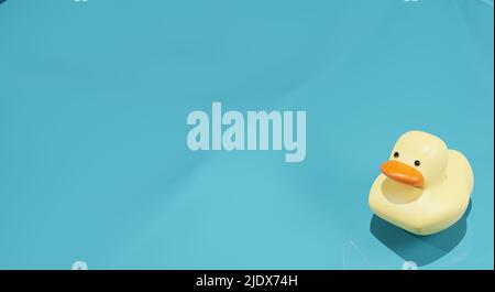 3D Rendern. Ein Gummiduckling im Wasser. 3D Abbildung Stockfoto