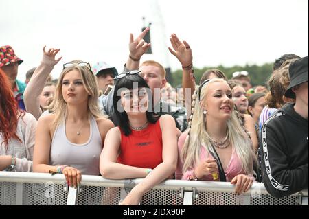 Neunzigtausend Musikfans genießen am 29. August 2021 Live-Musik beim Leeds Festival im Bramham Park. Das Wochenende der Musik wird von Liam Gallagher, Stormzy und Post Malone gecoadelt.Inhalt: Atmosphäre wo: Leeds, Großbritannien Wann: 29 Aug 2021 Credit: Graham Finney/WENN Stockfoto