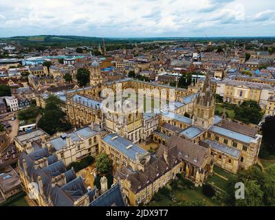 Christ Church College - Oxford University von oben Stockfoto