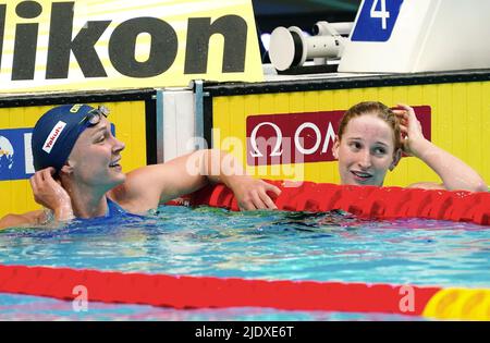 Budapest, Ungarn. 23.. Juni 2022. Sarah Sjoestrom (SWE) im Frauen-Freestyle-Finale 100m während der FINA-Schwimmweltmeisterschaften 19. am 23. Juni 2022 in der Duna Arena in Budapest, Ungarn Credit: SCS/Soenar Chamid/AFLO/Alamy Live News Stockfoto