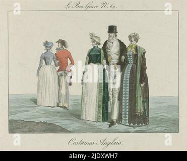 Le Bon Genre, 1817, No. 69 : Costumes Anglais, die englische Mode im Jahr 1817., Druckerei: Anonym, 1817, Papier, Gravur, Höhe 228 mm × Breite 278 mm Stockfoto