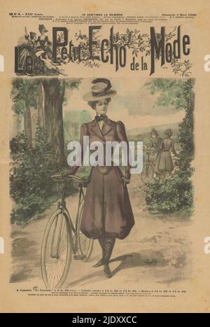 The Fashion Magazine As Temptress, La Mode du Petit Journal: Supplement, No. 9, 12. Année: Dimanche 4 Mars 1900: 1. Robe longue pour Baby de Six mois..., Doppelseite im La Mode du Petit Journal: Supplement, Dimanche 4 Mars 1900: Links: Acht Beispiele von Baby- und Kinderkleidung; rechts: Sieben Beispiele von 'Costumes de ville' mit passenden Hüten. La Mode du Petit Journal war die wöchentliche Modebeilage zum Le Petit Journal, einer Pariser Wochenzeitung, die zwischen 1836 und 1944 veröffentlicht wurde. Druckerei: Anonym, Verlag: Anonym, Paris, 1905, Papier, Gravur, Höhe 445 mm × Breite 622 mm Stockfoto