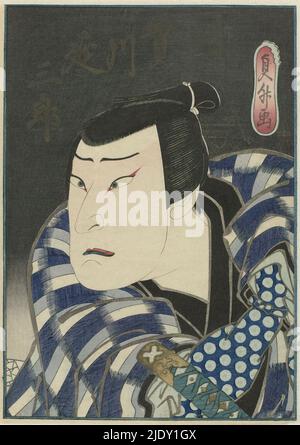 Jitsukawa Enzaburô Ich als Tamiya Genpachi in dem Stück 'Osanago no katakiuchi', Ônishi Theater, Druckerei: Utagawa Sadamasu, (erwähnt auf Objekt), Osaka, Jan-1840, Papier, Höhe 190 mm × Breite 255 mm Stockfoto