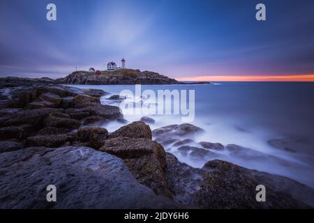 Nubble Lighthouse York Maine Fotografie Stockfoto