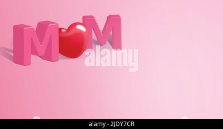 3D Mom Letters Vektorgrafik. Feier der Mutterschaft. Muttertag-Banner oder Hintergrund mit dem Wort Mama. Stock Vektor